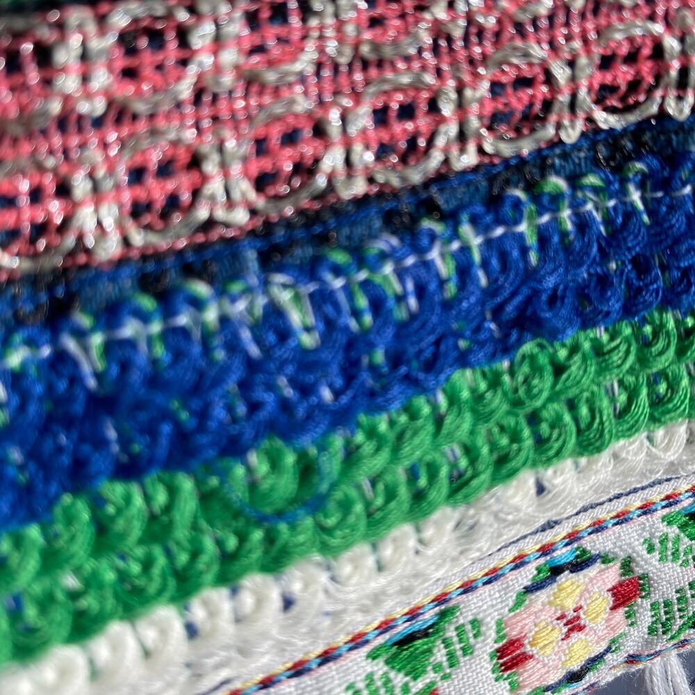 The Pyramid Collection Boho Western Denim Jacket Women L Rainbow Tassel NEW - Picture 8 of 10